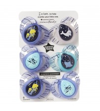 Suzeta ortodontica de noapte Tommee Tippee, 6-18 luni, Multicolor, 6 buc